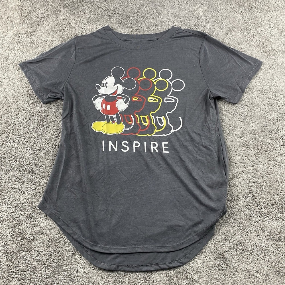 Disney Mickey Mouse Juniors Gray Large 11-13 "Inspire" Short-Sleeve T-Shirt